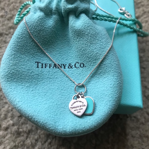 Tiffany Mini Double Heart Tag Pendant 